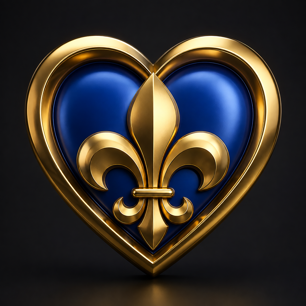 Collection QC Love - Fleur de lys dorée sur cœur bleu, fierté québécoise Sideway