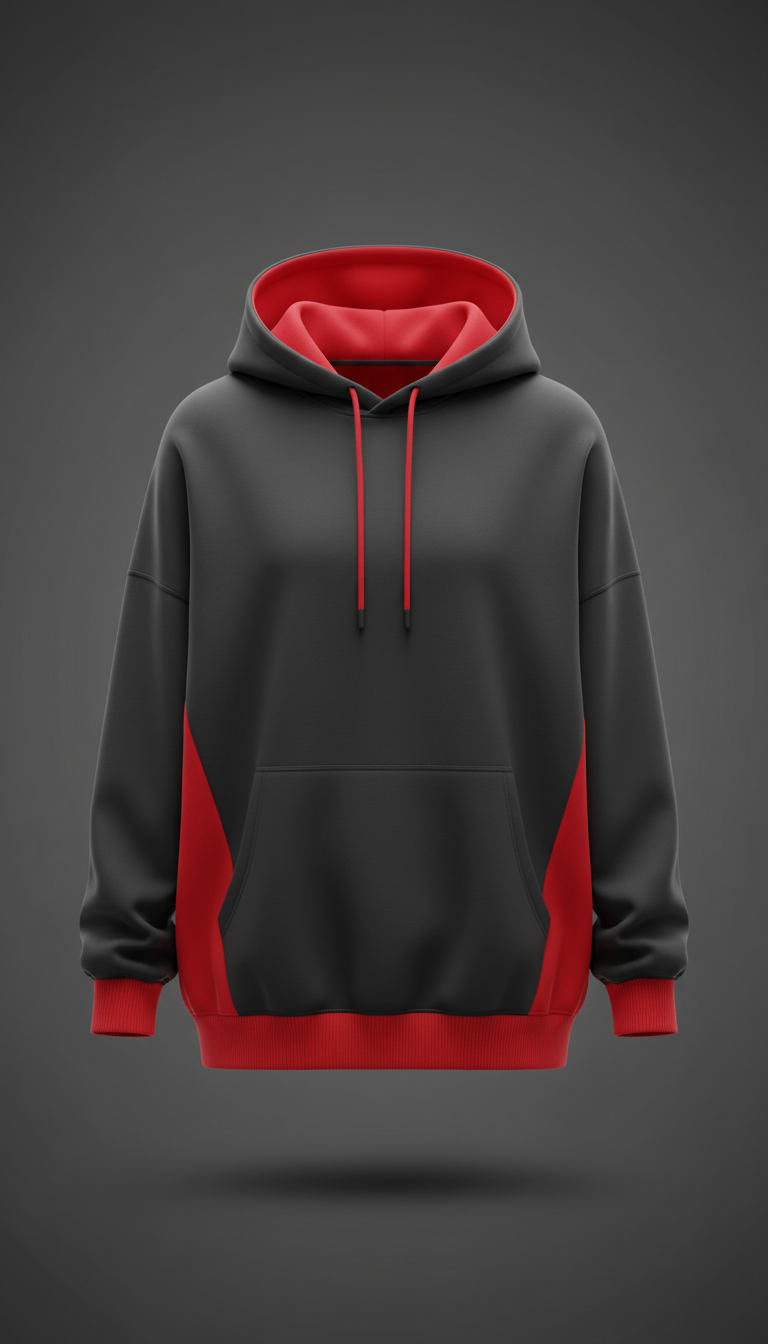 Hoodie oversize détails Pulse Red